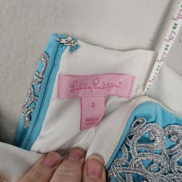 Lilly Pulitzer Betsy Strapless Strech In Tiffamy Blue Dress Size 2 - Picture 5 of 8